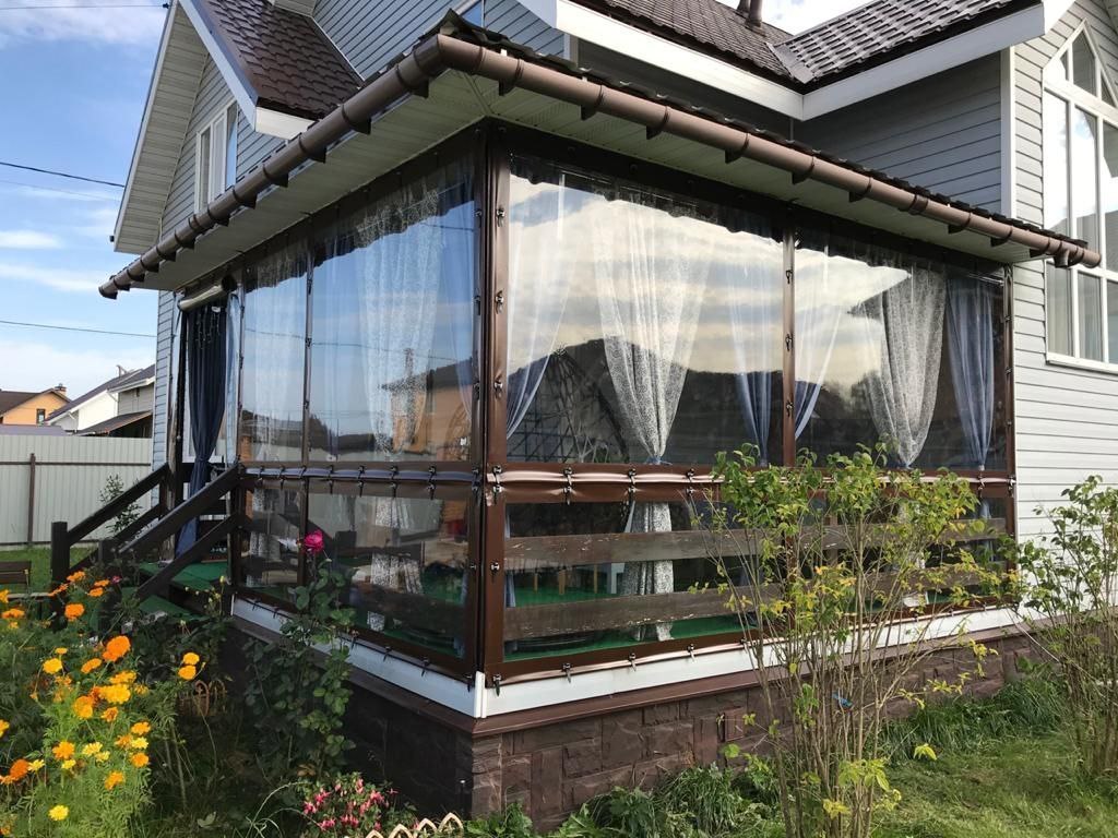 Мягкие окна для террасы частного дома в посёлке Фряново